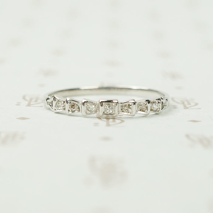 Vintage White Gold Diamond Wedding Band
