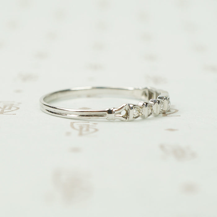 Vintage White Gold Diamond Wedding Band