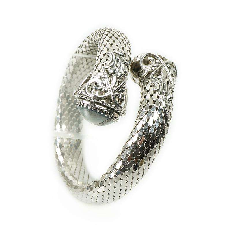 Vintage Silver Tone Mesh Flexible Bangle