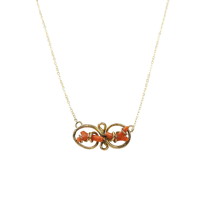 Vintage Gold and Coral Branch Pendant