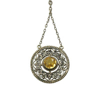 Long Vintage Silver Filigree Citrine Necklace