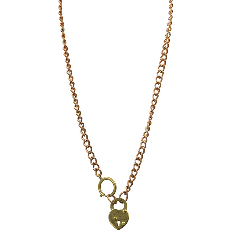 The Brass Heart Necklace from the Love Lock Collection - Gem Set Love