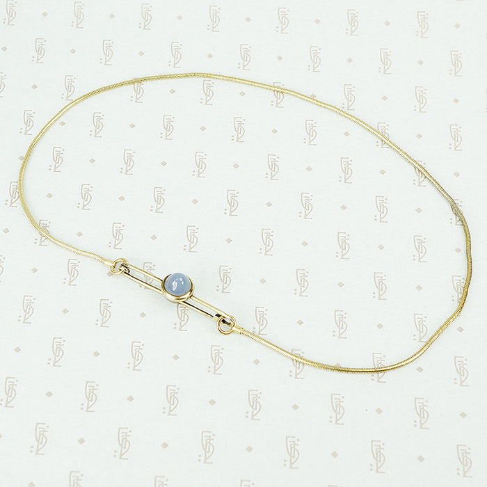 snake chain and chalcedony brooch necklace