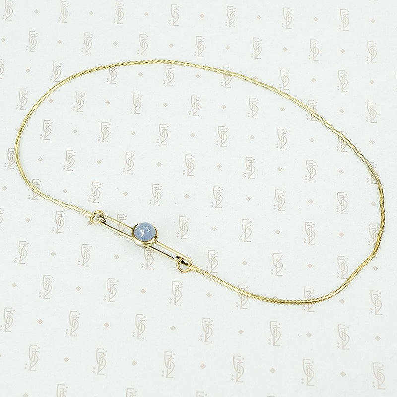 snake chain and chalcedony brooch necklace