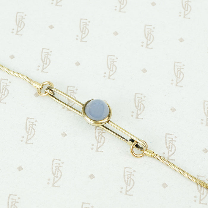 snake chain and chalcedony brooch necklace