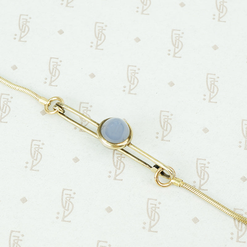 snake chain and chalcedony brooch necklace