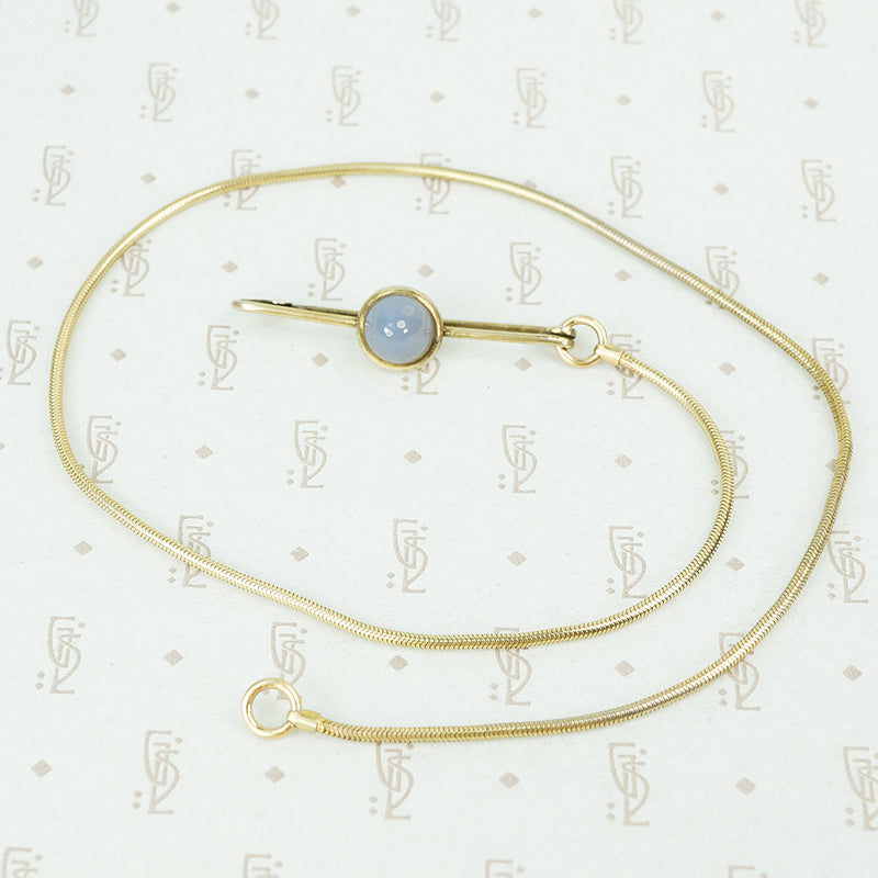 snake chain and chalcedony brooch necklace