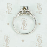 Pretty Light Brown Old Euro Diamond Engagement Ring