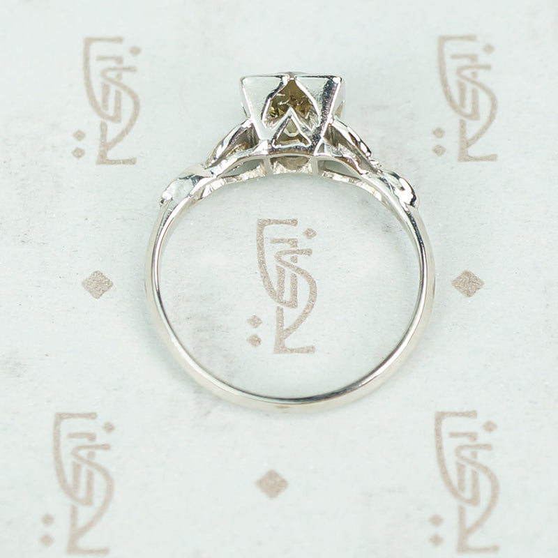 Pretty Light Brown Old Euro Diamond Engagement Ring