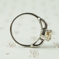 Platinum Art Deco Engagement Ring with Light Brown Diamond