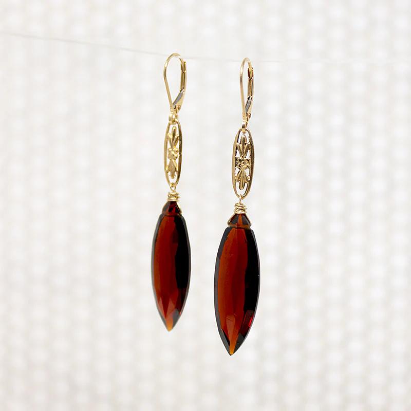 Marché Marquis Garnet Pendant Drop Earrings by Brunet