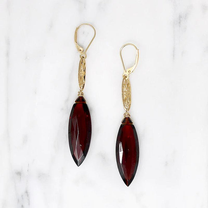 Marché Marquis Garnet Pendant Drop Earrings by Brunet