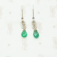 Emerald & White Gold Filigree Earrings by brunet