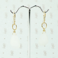 Romantic Moonstone and Hand Wrought Gold Earrings by Brunet