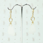 Romantic Moonstone and Hand Wrought Gold Earrings by Brunet