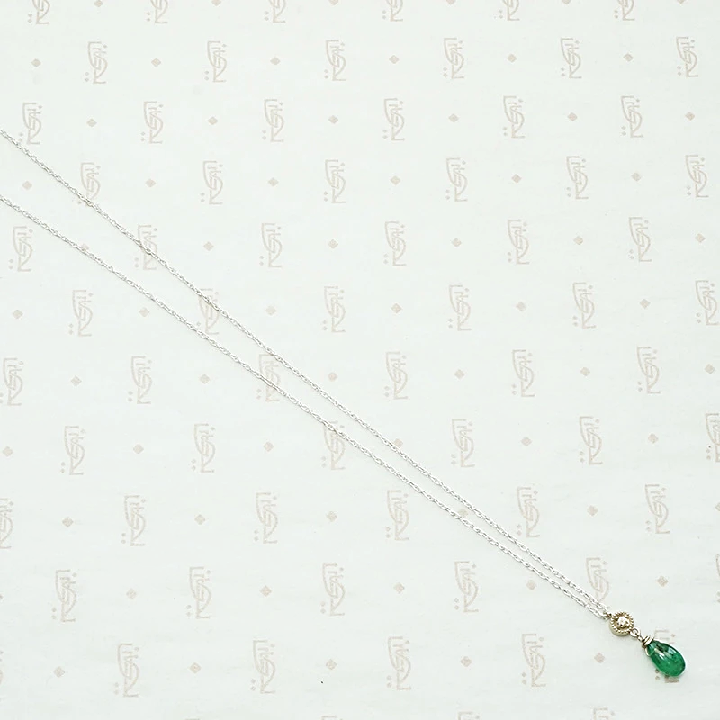Diamond & Emerald Drop Necklace by brunet