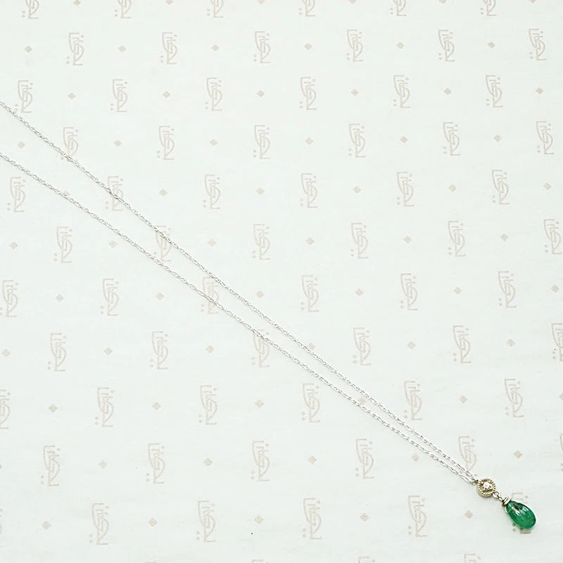 Diamond & Emerald Drop Necklace by brunet