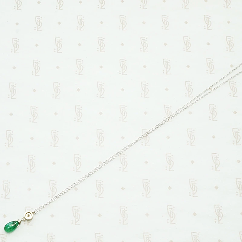 Diamond & Emerald Drop Necklace by brunet