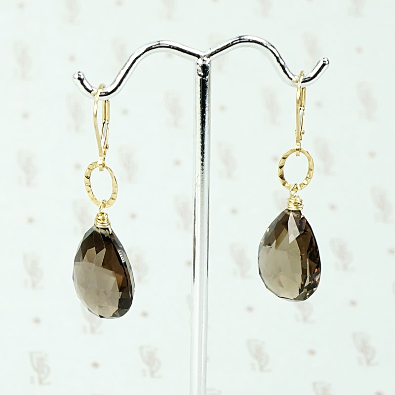 Smoky Quartz Earrings with Handmade Gold Details by brunet