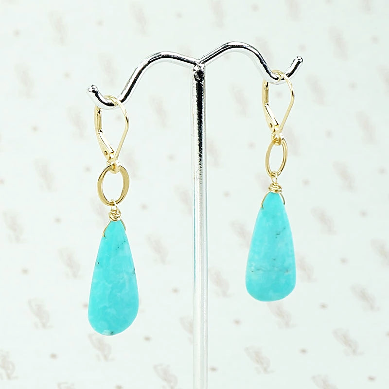 Vibrant Turquoise and Gold Earrings by brunet