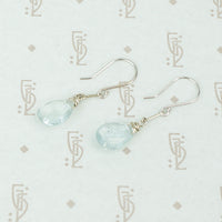 recycled white gold and aquamarine ear drops