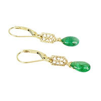 recycled gold and emerald drop earrings