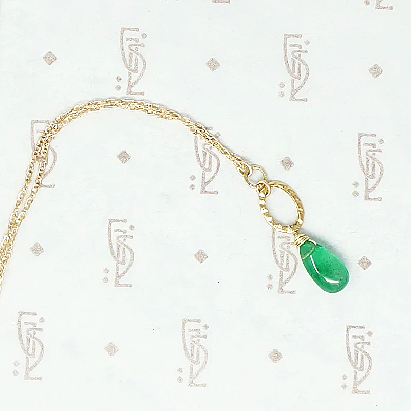 14k recycled gold and emerald drop necklace