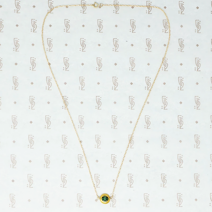 artisan necklace emeralds and recycled gold