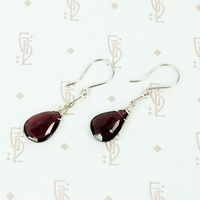 faceted garnet drop earrings in 14k recycled white gold