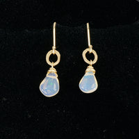 recycled gold and opal drop earrings