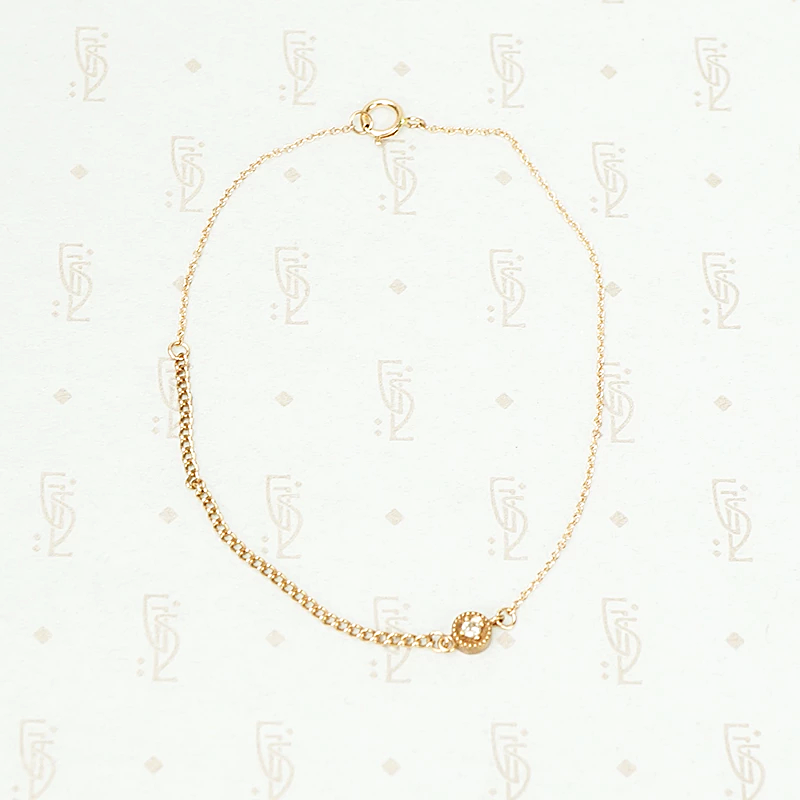 Rose Gold Curb and Diamond Bracelet by brunet