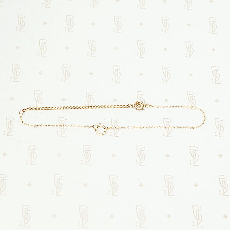 Rose Gold Curb and Diamond Bracelet by brunet