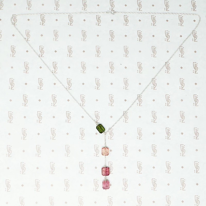 hand crafted white gold and tourmaline necklace
