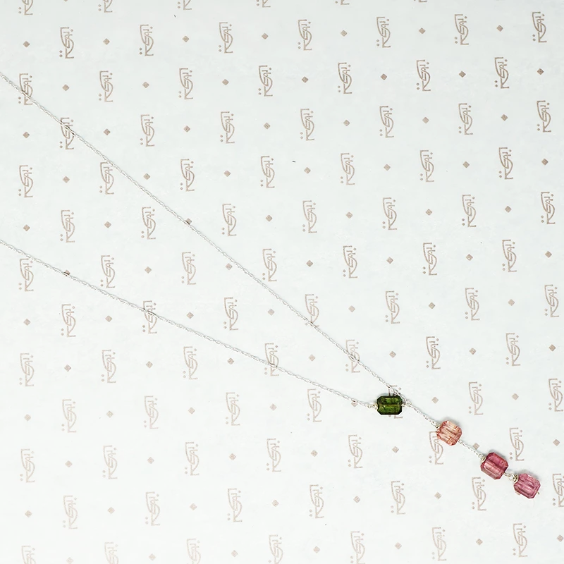 hand crafted white gold and tourmaline necklace