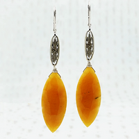 The Marché Pendant Drop Earrings by brunet in White Gold with Aventurine