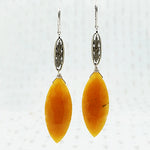 The Marché Pendant Drop Earrings by brunet in White Gold with Aventurine