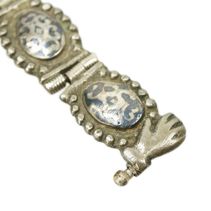 Antique Niello Bracelet with a hand clasp