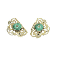 English Hallmarked Edwadian Silver Gilt Buckle set with Malachite