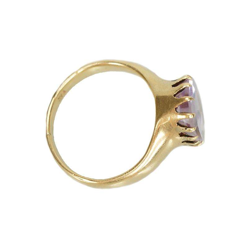Vintage Rose Gold Buff Top Amethyst Ring