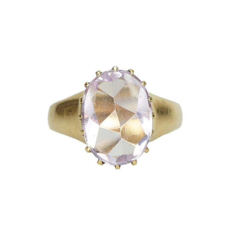 Vintage Rose Gold Buff Top Amethyst Ring