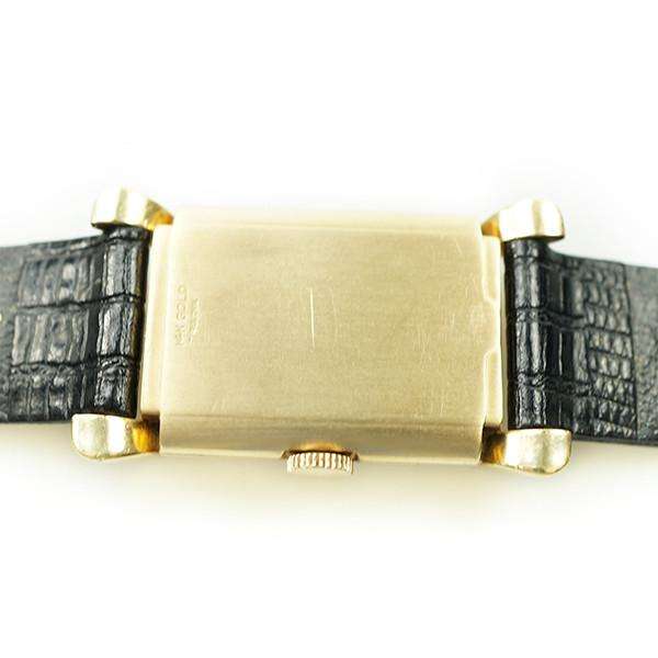 Fancy Lug 1940's 14k Yellow Gold Bulova Tank Wrist Watch