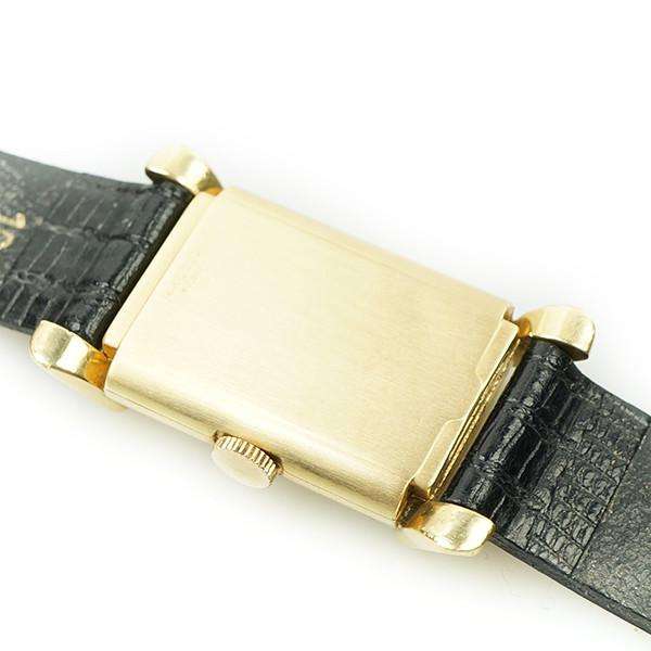 Fancy Lug 1940's 14k Yellow Gold Bulova Tank Wrist Watch