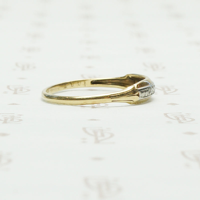 Vintage Palladium and 14k Gold Diamond Band