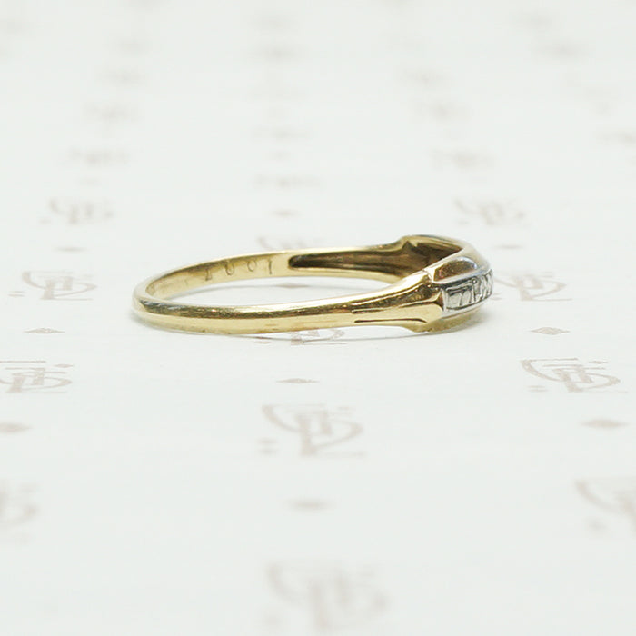 Vintage Palladium and 14k Gold Diamond Band
