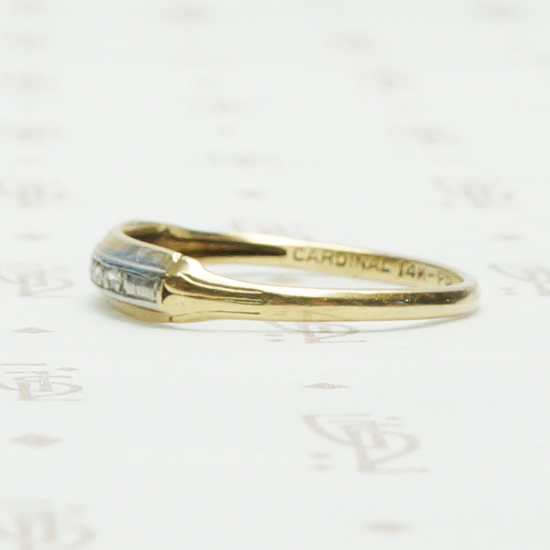 Vintage Palladium and 14k Gold Diamond Band