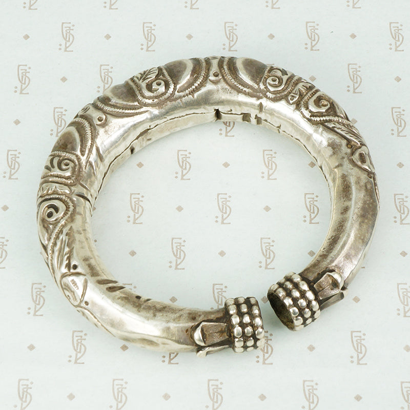 Antique Silver Burma Bracelet Lotus