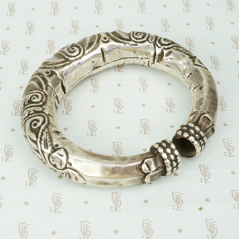 Antique Silver Burma Bracelet Lotus