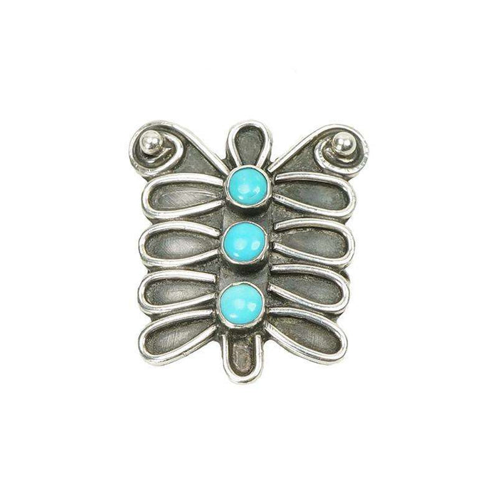Vintage 70s Sterling and Turquoise Native American Butterfly Ring