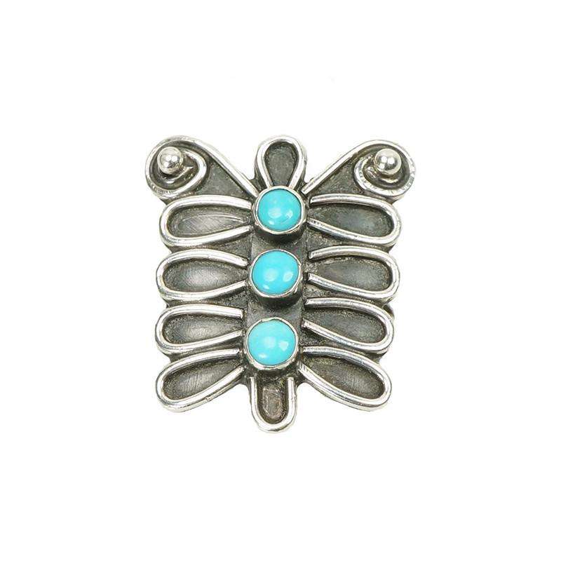 Vintage 70s Sterling and Turquoise Native American Butterfly Ring