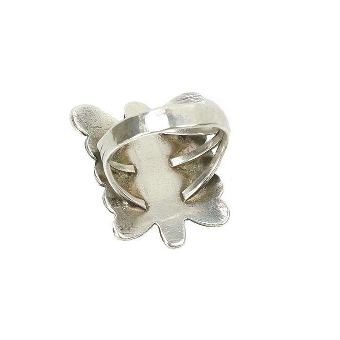 Vintage 70s Sterling and Turquoise Native American Butterfly Ring